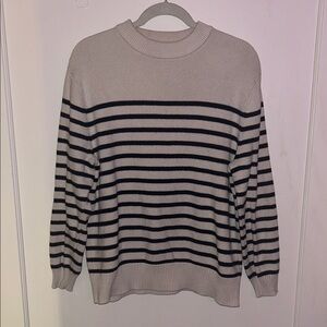 Zara Striped Crew Neck Sweater - Black and Cream